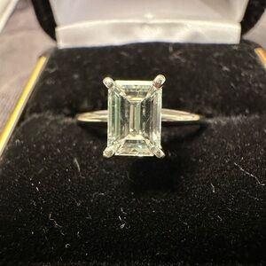 1 Ct Emerald Cut Moissanite Solitaire Engagement Ring
